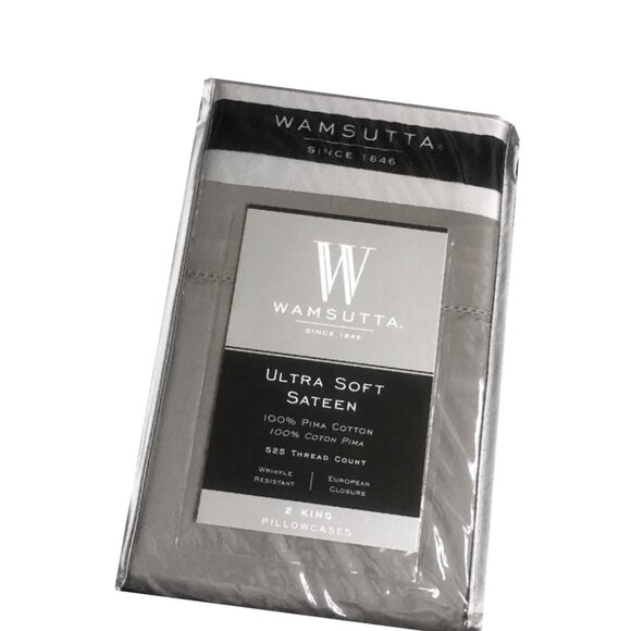 new GRAY Wamsutta Ultra Soft 525 TC 100% Cotton KING Pillowcases - Picture 3 of 4